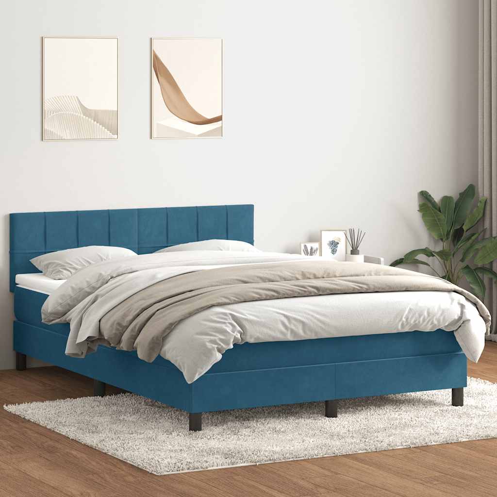 Sommier à lattes de lit et matelas et LED bleu foncé 160x210cm velours - XIOS