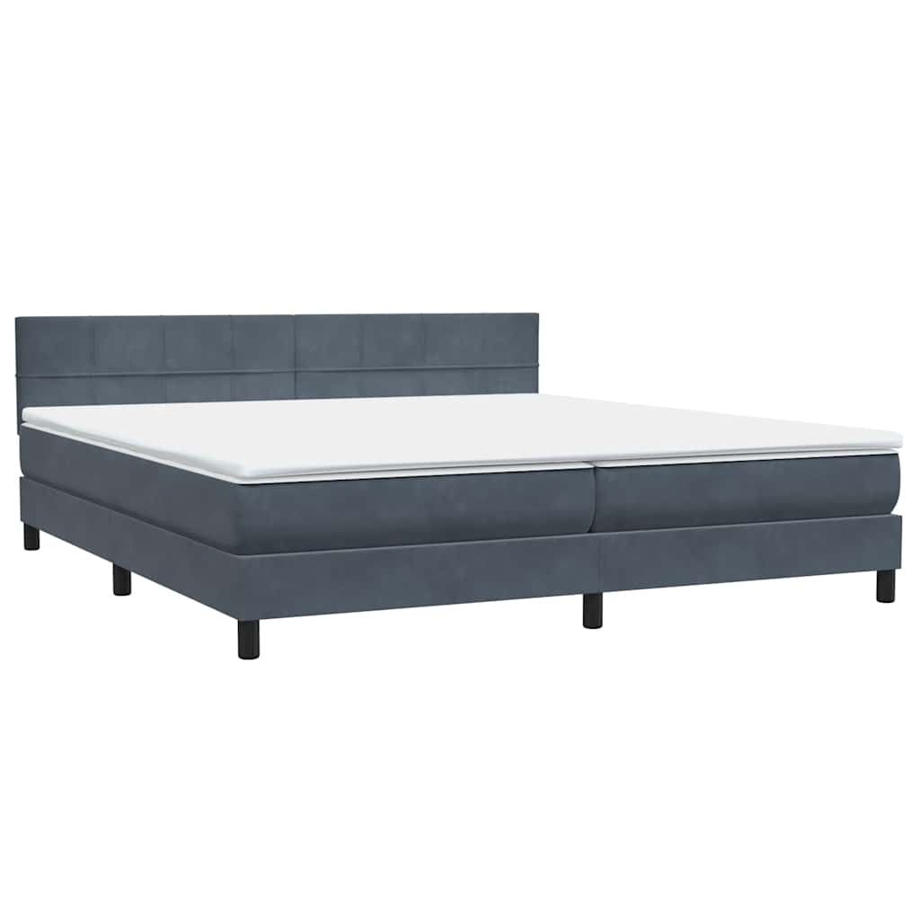 Sommier à lattes de lit et matelas et LED gris foncé 180x210cm velours - XIOS