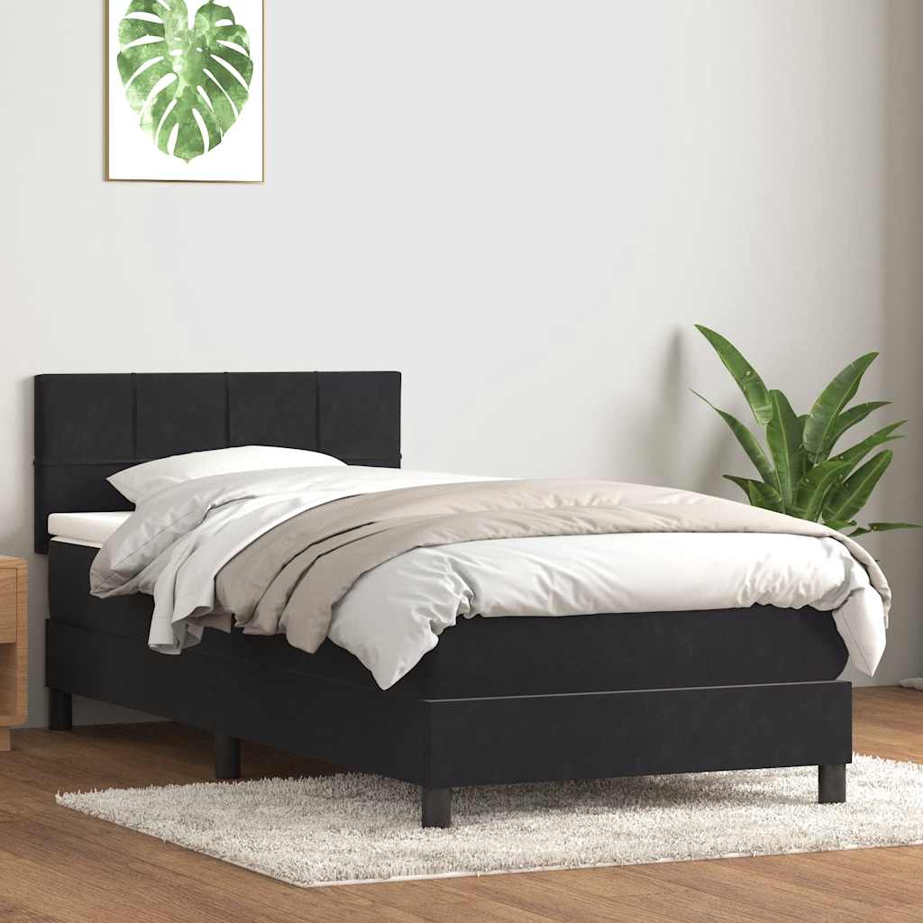 Sommier à lattes de lit avec matelas et LED noir 80x220 cm velours - XIOS