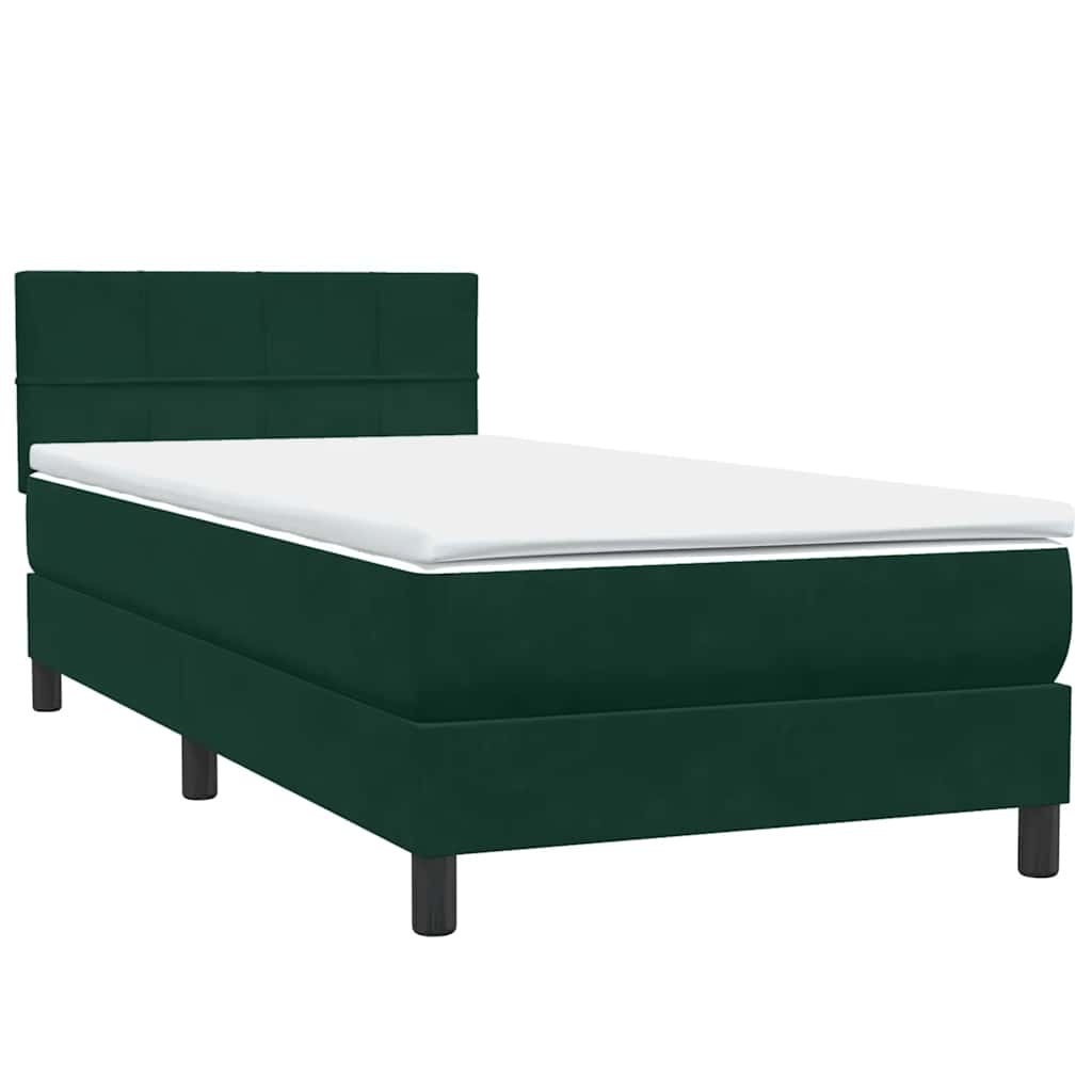 Sommier à lattes de lit et matelas et LED vert foncé 80x220 cm velours - XIOS