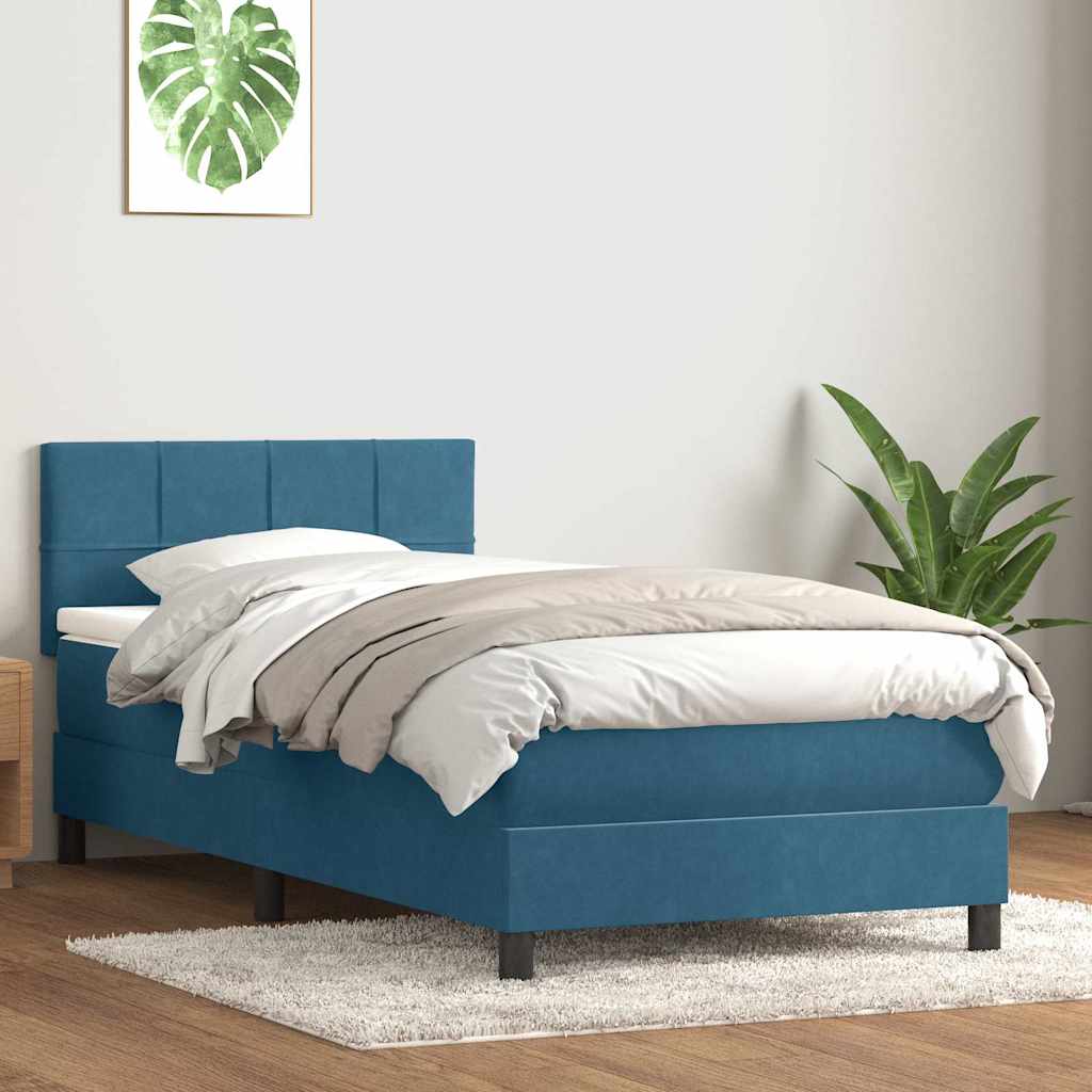 Sommier à lattes de lit et matelas et LED bleu foncé 80x220 cm velours - XIOS
