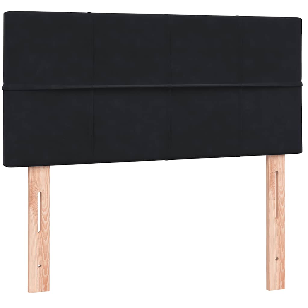 Sommier à lattes de lit avec matelas et LED noir 100x220 cm velours - XIOS