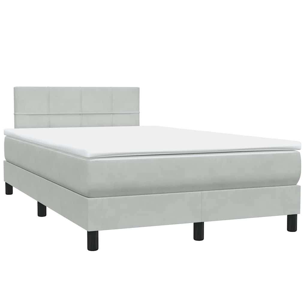 Sommier à lattes de lit et matelas et LED gris clair 120x220cm velours - XIOS
