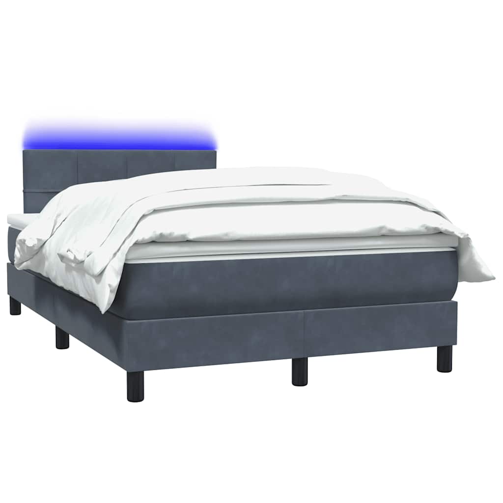 Sommier à lattes de lit et matelas et LED gris foncé 120x220cm velours - XIOS