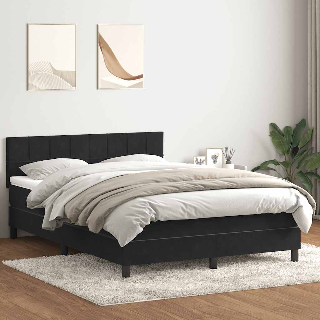 Sommier à lattes de lit avec matelas et LED noir 160x220 cm velours - XIOS