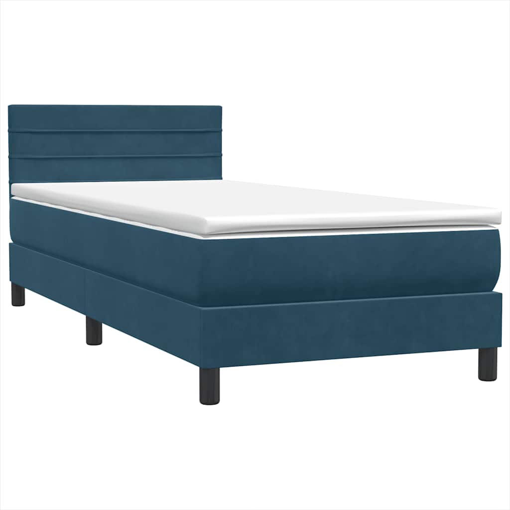 Sommier à lattes de lit et matelas et LED bleu foncé 80x210 cm velours - XIOS