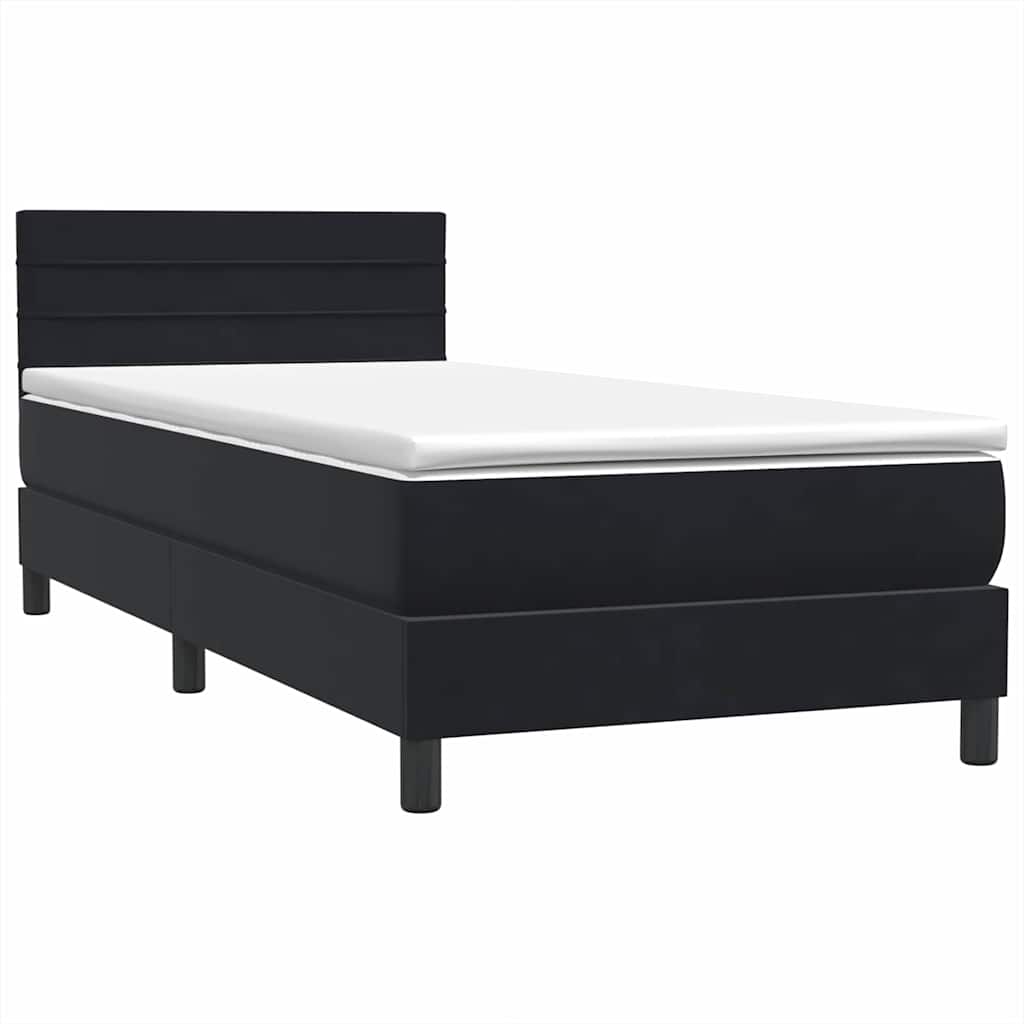 Sommier à lattes de lit avec matelas et LED noir 90x210 cm velours - XIOS