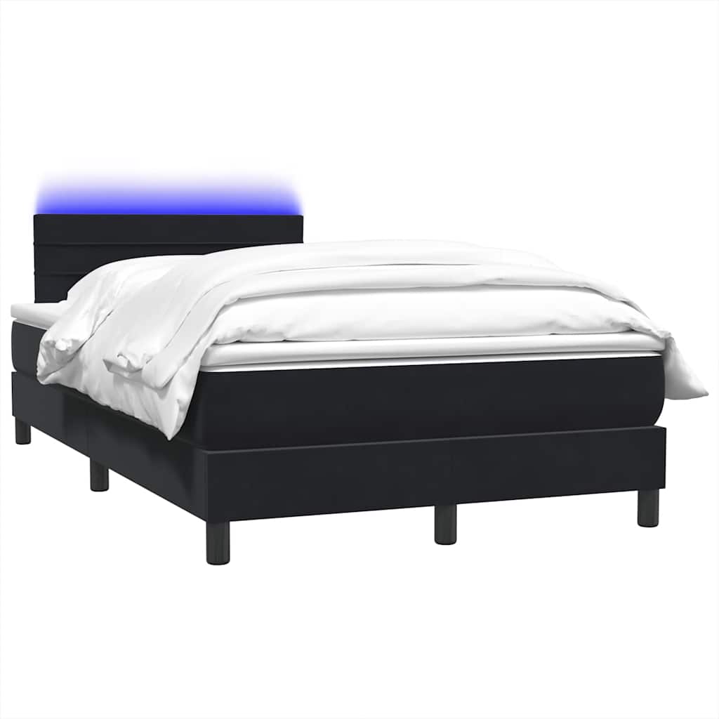 Sommier à lattes de lit avec matelas et LED noir 120x210 cm velours - XIOS