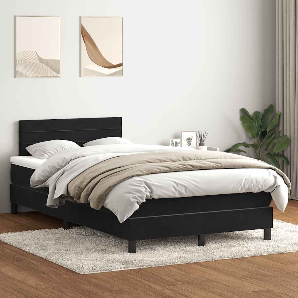 Sommier à lattes de lit avec matelas et LED noir 120x210 cm velours - XIOS