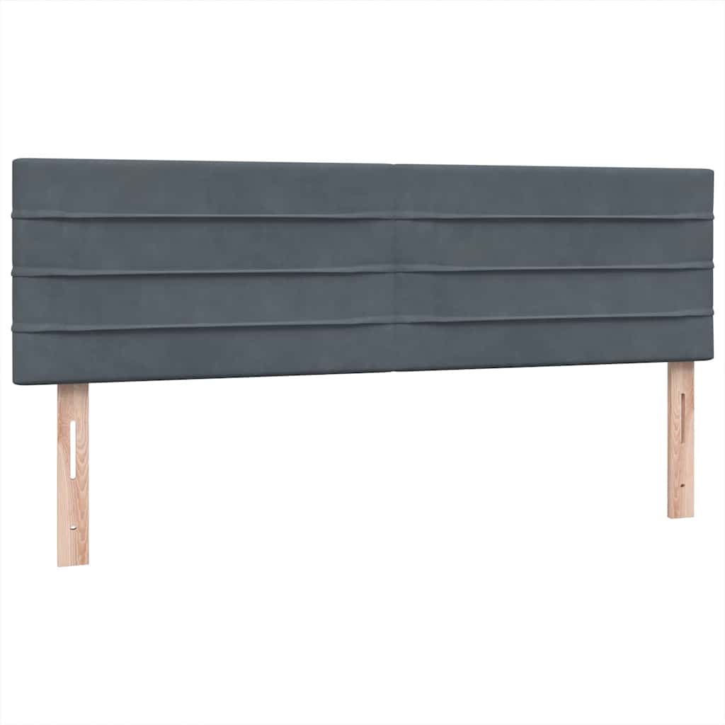 Sommier à lattes de lit et matelas et LED gris foncé 160x210cm velours - XIOS