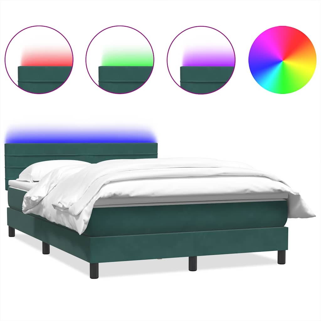 Sommier à lattes de lit et matelas et LED vert foncé 160x210cm velours - XIOS