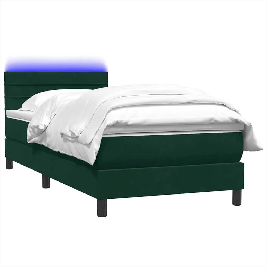 Sommier à lattes de lit et matelas et LED vert foncé 80x220 cm velours - XIOS