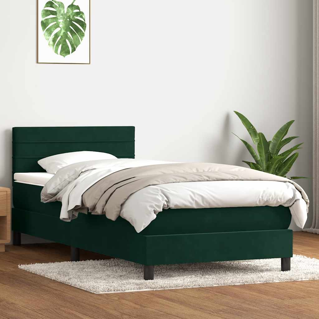 Sommier à lattes de lit et matelas et LED vert foncé 80x220 cm velours - XIOS