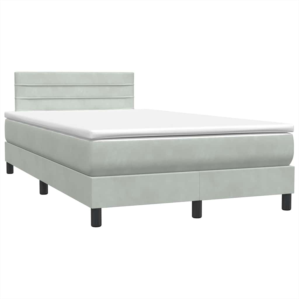 Sommier à lattes de lit et matelas et LED gris clair 120x220cm velours - XIOS