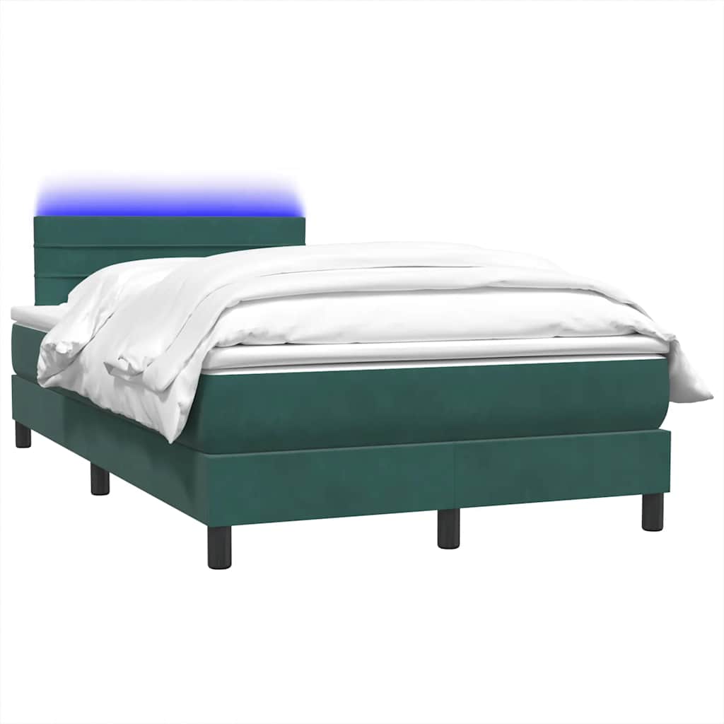 Sommier à lattes de lit et matelas et LED vert foncé 120x220cm velours - XIOS