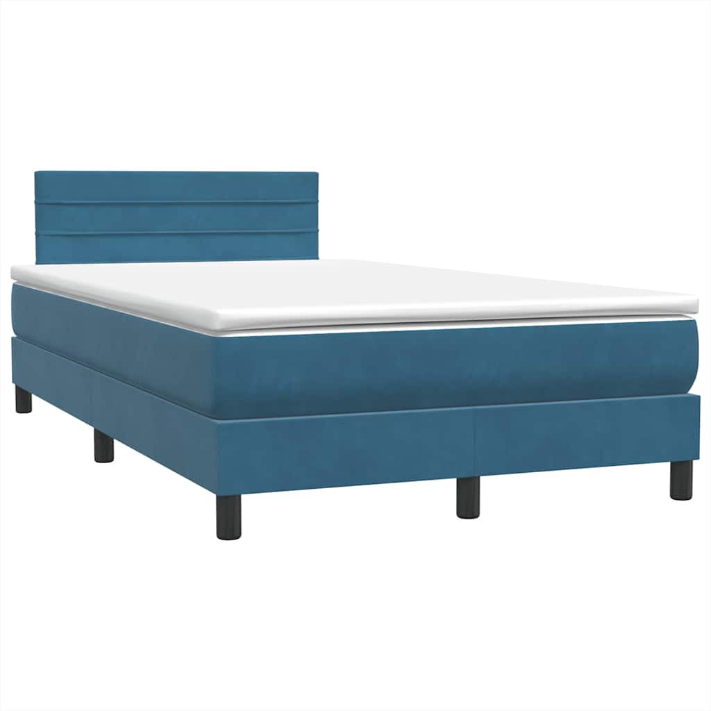 Sommier à lattes de lit et matelas et LED bleu foncé 120x220cm velours - XIOS