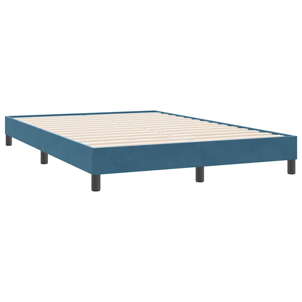 Sommier à lattes de lit et matelas et LED bleu foncé 140x220cm velours - XIOS