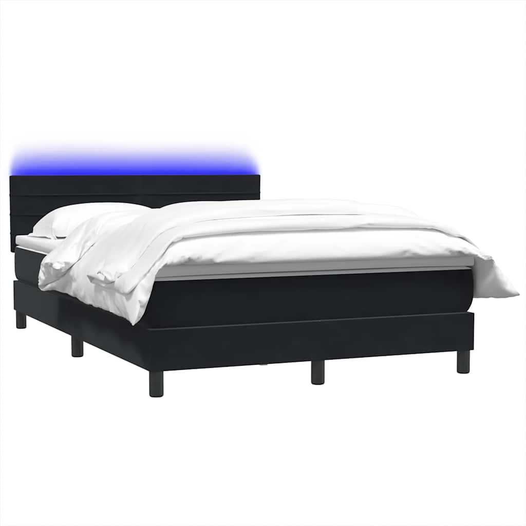Sommier à lattes de lit avec matelas et LED noir 160x220 cm velours - XIOS