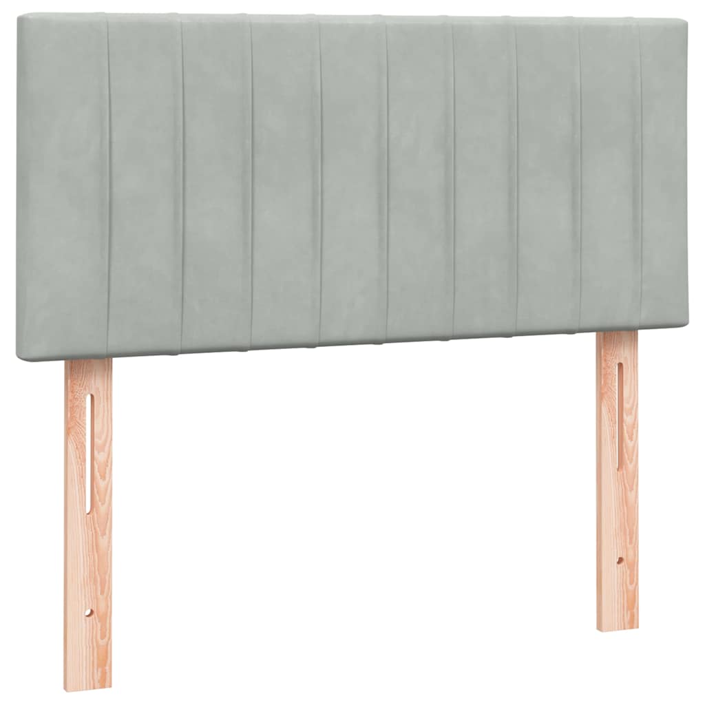 Sommier à lattes de lit et matelas et LED gris clair 90x210 cm velours - XIOS