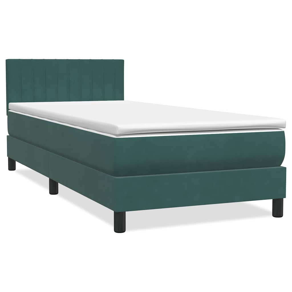 Sommier à lattes de lit et matelas et LED vert foncé 100x210cm velours - XIOS