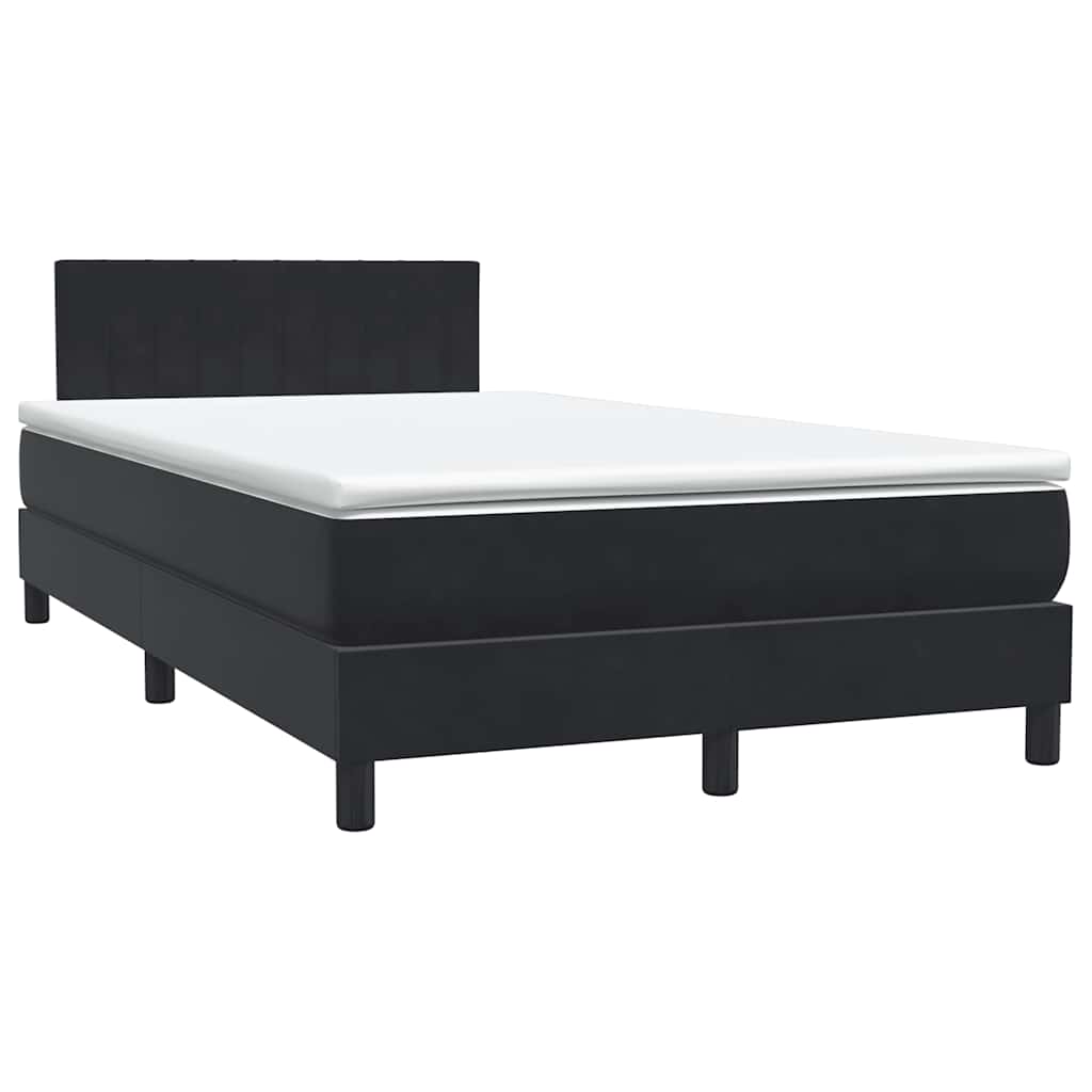 Sommier à lattes de lit avec matelas et LED noir 120x210 cm velours - XIOS