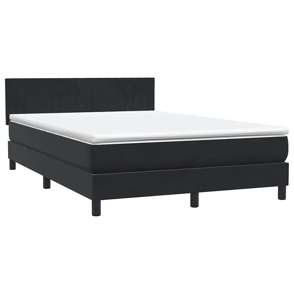 Sommier à lattes de lit avec matelas et LED noir 140x210 cm velours - XIOS