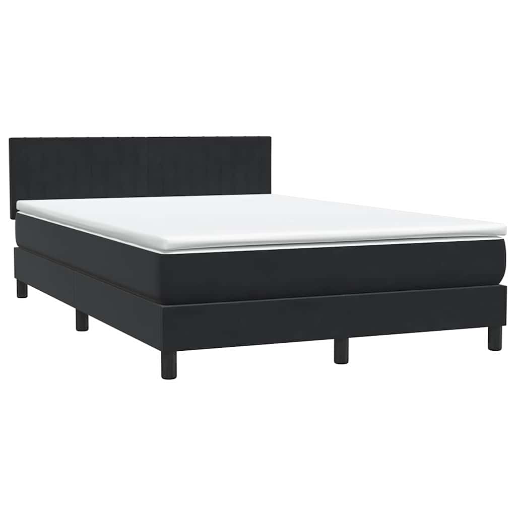 Sommier à lattes de lit avec matelas et LED noir 160x210 cm velours - XIOS