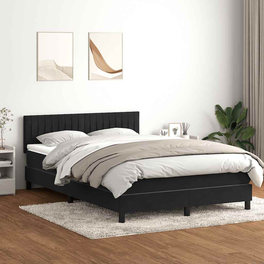 Sommier à lattes de lit avec matelas et LED noir 160x210 cm velours - XIOS