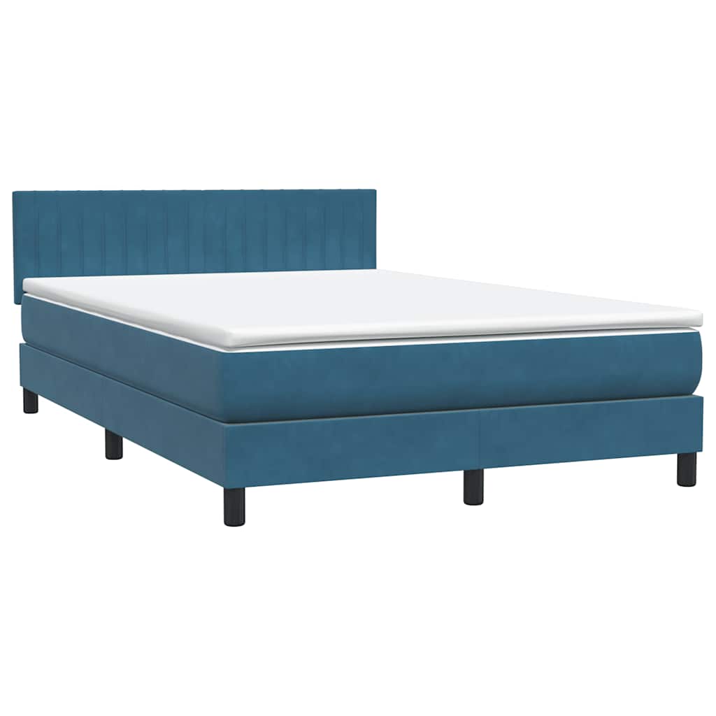 Sommier à lattes de lit et matelas et LED bleu foncé 160x210cm velours - XIOS