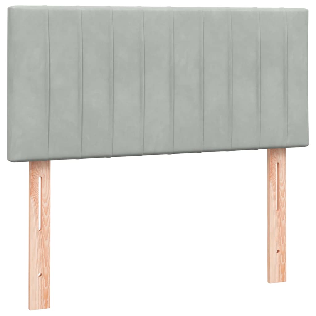 Sommier à lattes de lit et matelas et LED gris clair 80x220 cm velours - XIOS