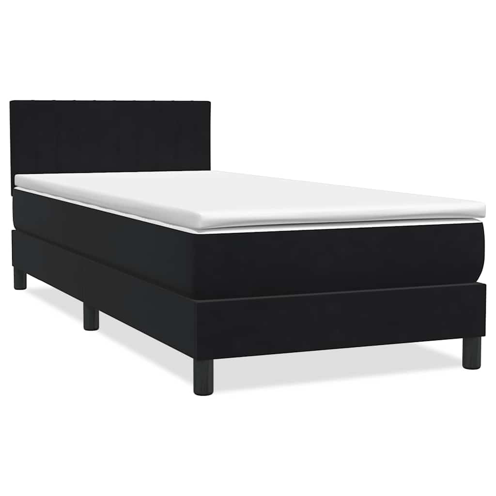 Sommier à lattes de lit avec matelas et LED noir 80x220 cm velours - XIOS