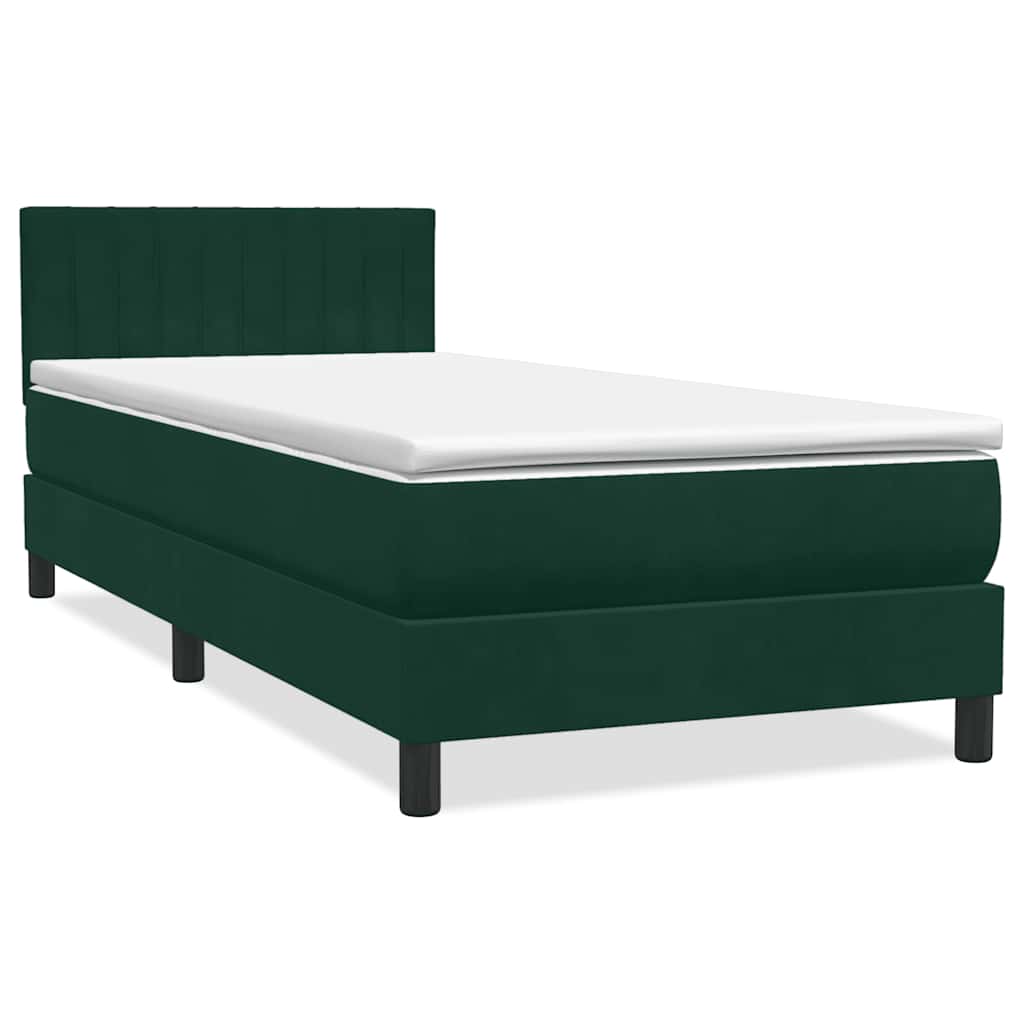 Sommier à lattes de lit et matelas et LED vert foncé 80x220 cm velours - XIOS