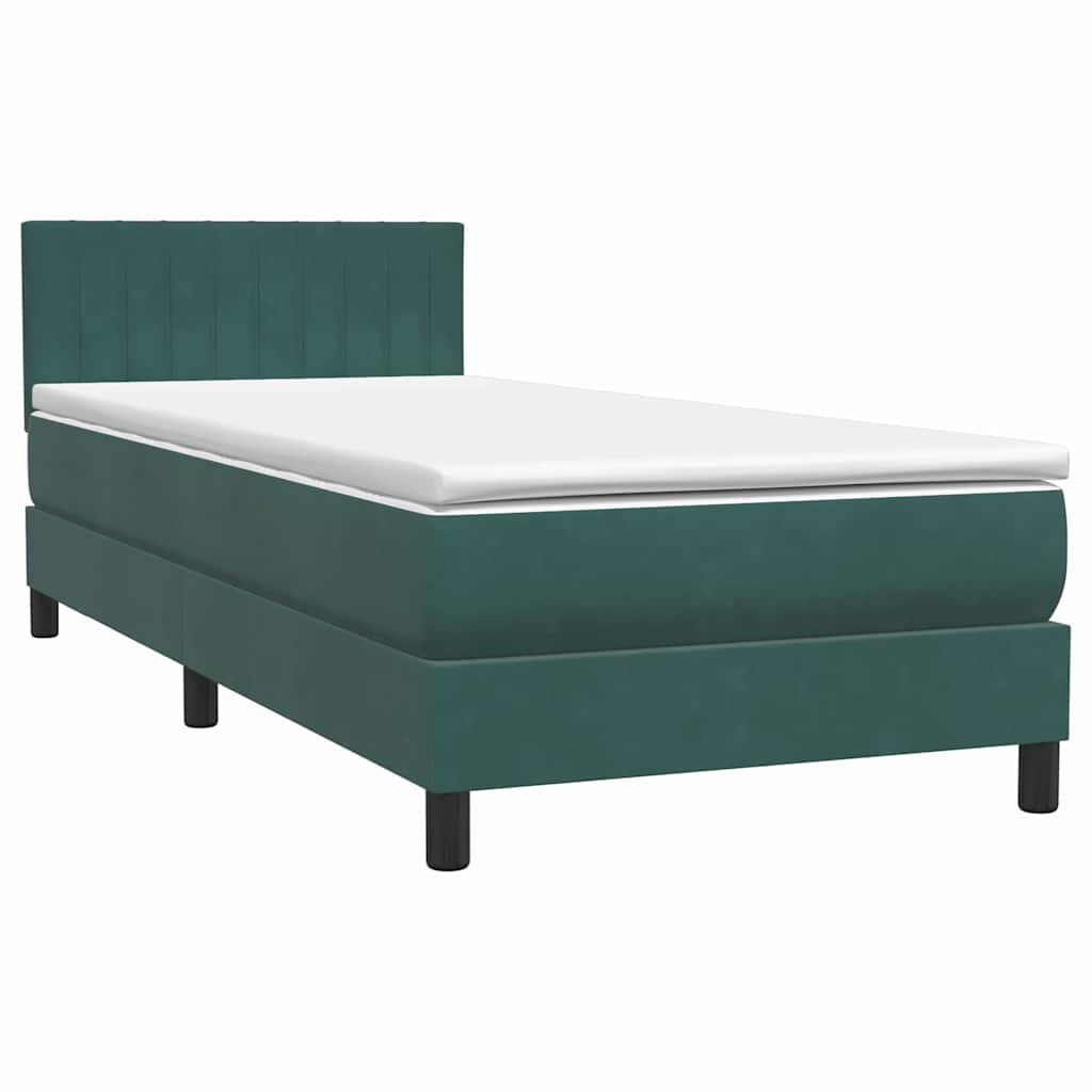 Sommier à lattes de lit et matelas et LED vert foncé 90x220 cm velours - XIOS