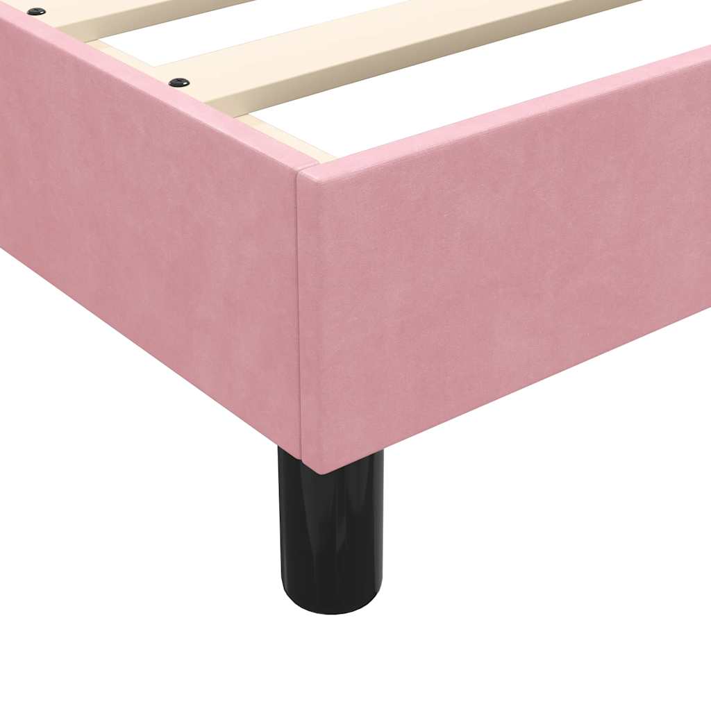 Sommier à lattes de lit avec matelas et LED rose 90x220 cm velours - XIOS