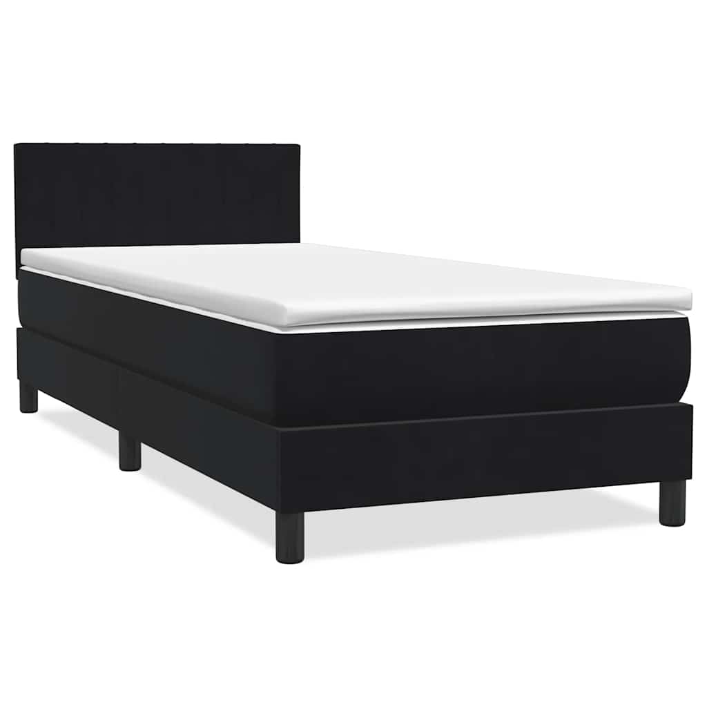 Sommier à lattes de lit avec matelas et LED noir 100x220 cm velours - XIOS