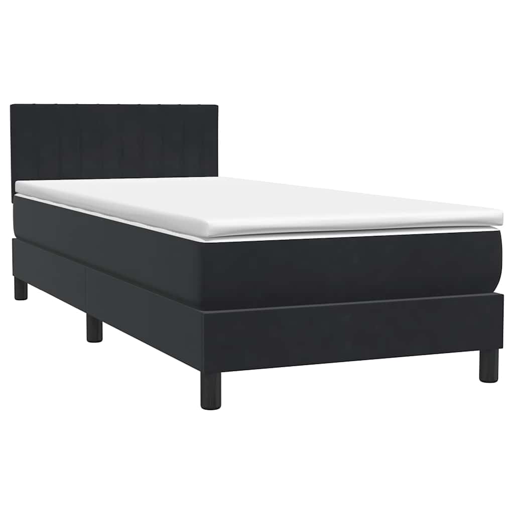 Sommier à lattes de lit avec matelas et LED noir 100x220 cm velours - XIOS