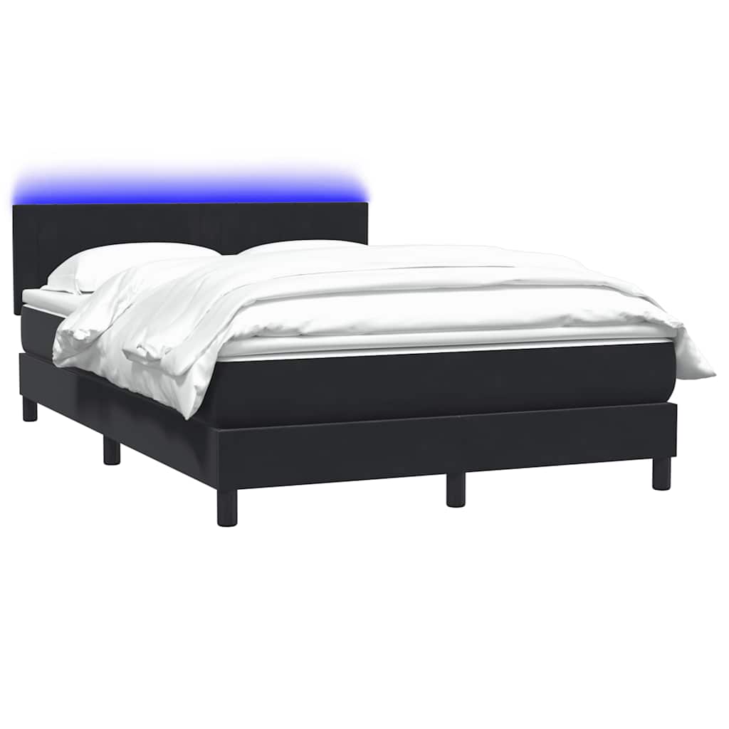 Sommier à lattes de lit avec matelas et LED noir 140x220 cm velours - XIOS