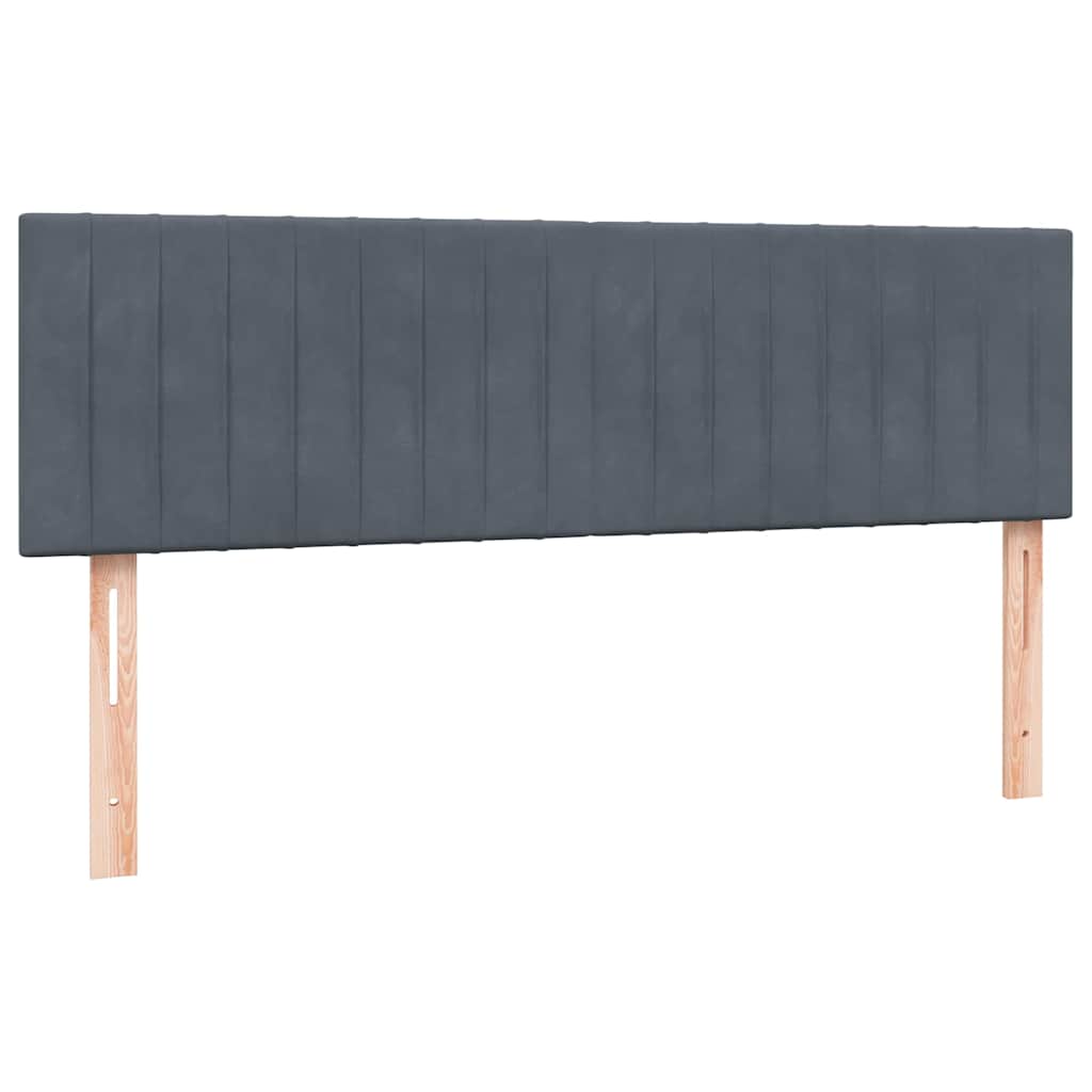 Sommier à lattes de lit et matelas et LED gris foncé 160x220cm velours - XIOS