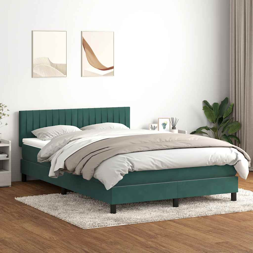 Sommier à lattes de lit et matelas et LED vert foncé 160x220cm velours - XIOS