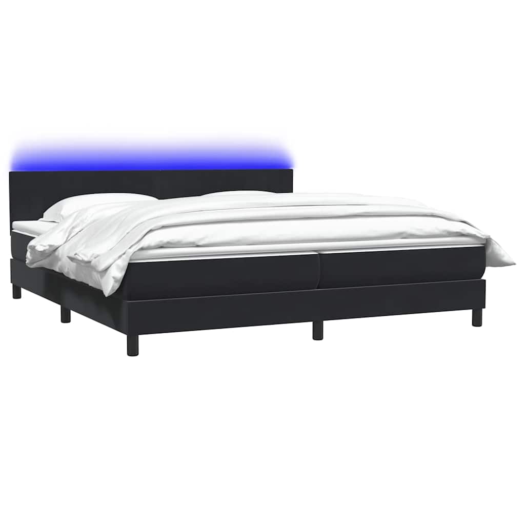 Sommier à lattes de lit avec matelas et LED noir 200x220 cm velours - XIOS
