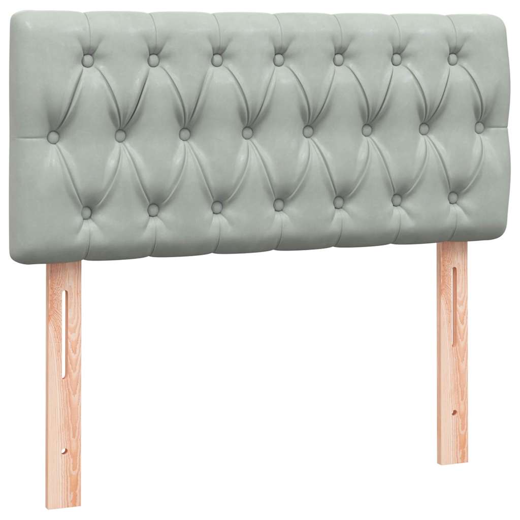 Sommier à lattes de lit et matelas et LED gris clair 80x210 cm velours - XIOS