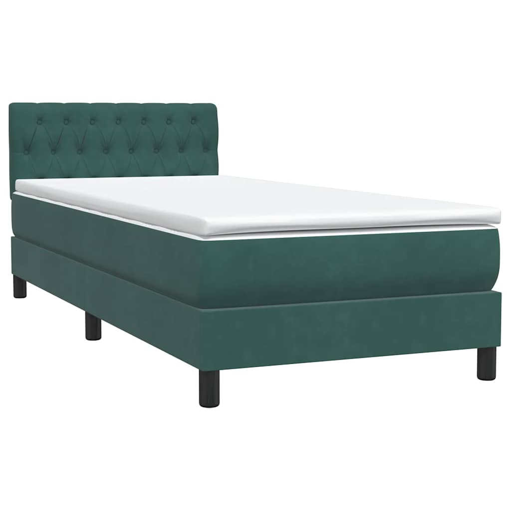 Sommier à lattes de lit et matelas et LED vert foncé 100x210cm velours - XIOS