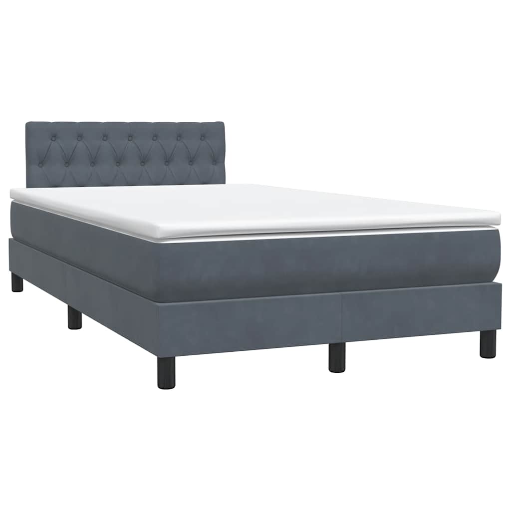 Sommier à lattes de lit et matelas et LED gris foncé 120x210cm velours - XIOS