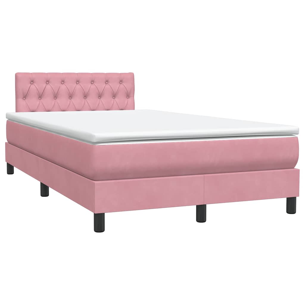 Sommier à lattes de lit avec matelas et LED rose 120x210 cm velours - XIOS