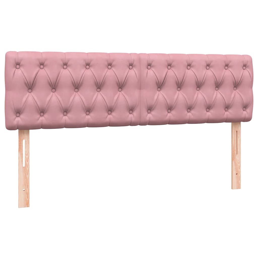 Sommier à lattes de lit avec matelas et LED rose 160x210 cm velours - XIOS