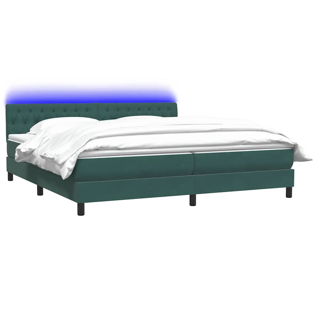 Sommier à lattes de lit et matelas et LED vert foncé 180x210cm velours - XIOS
