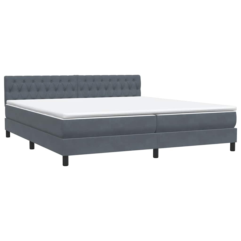 Sommier à lattes de lit et matelas et LED gris foncé 200x210cm velours - XIOS