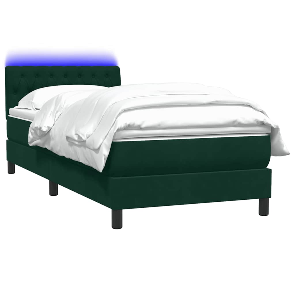 Sommier à lattes de lit et matelas et LED vert foncé 80x220 cm velours - XIOS