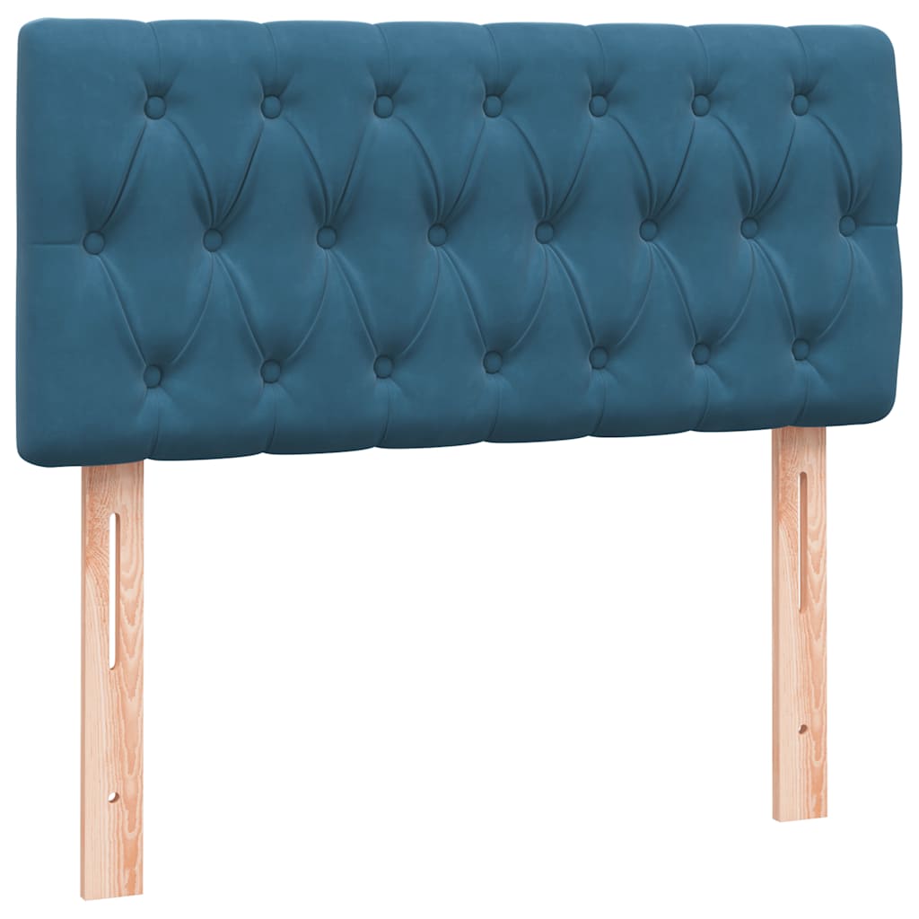 Sommier à lattes de lit et matelas et LED bleu foncé 80x220 cm velours - XIOS