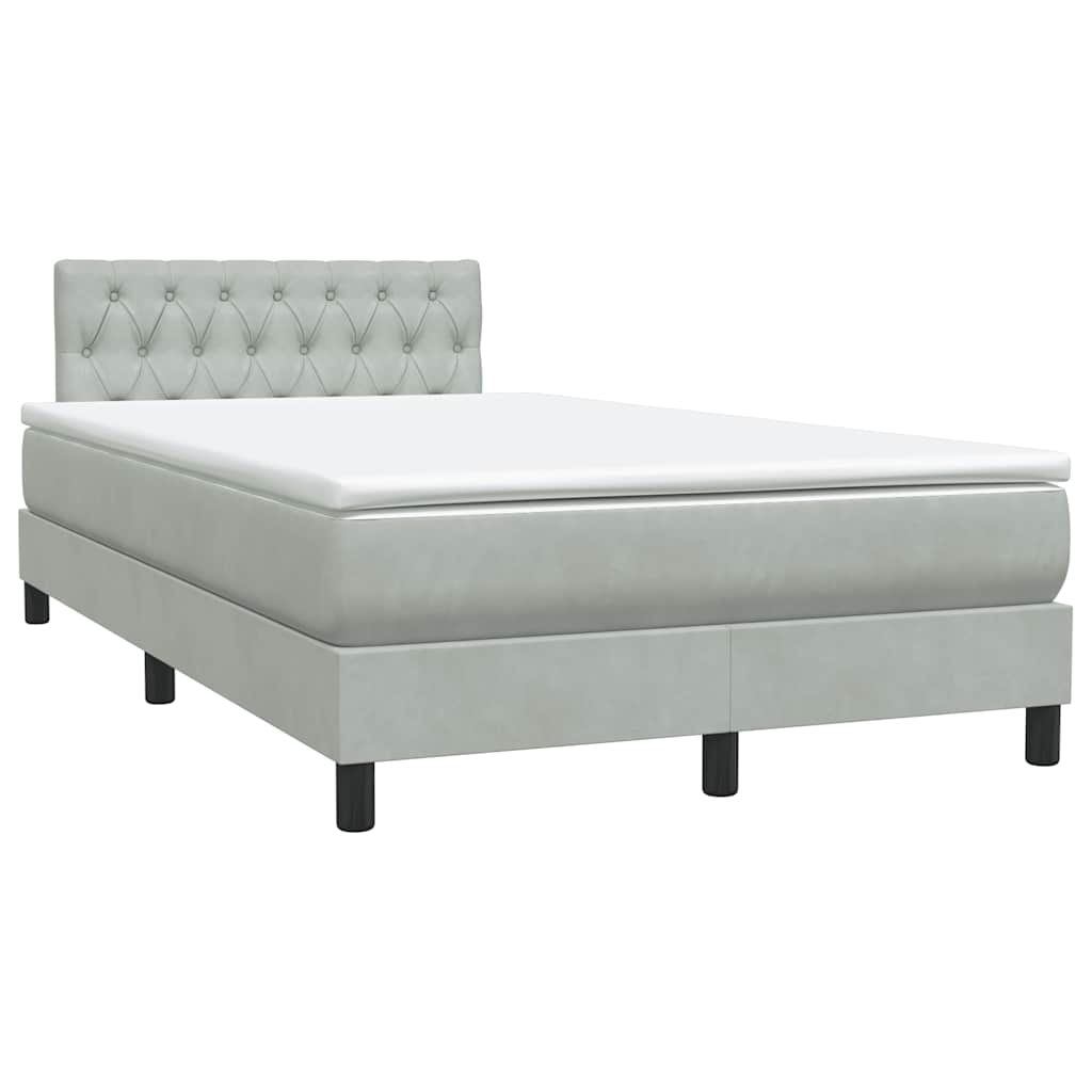 Sommier à lattes de lit et matelas et LED gris clair 120x220cm velours - XIOS